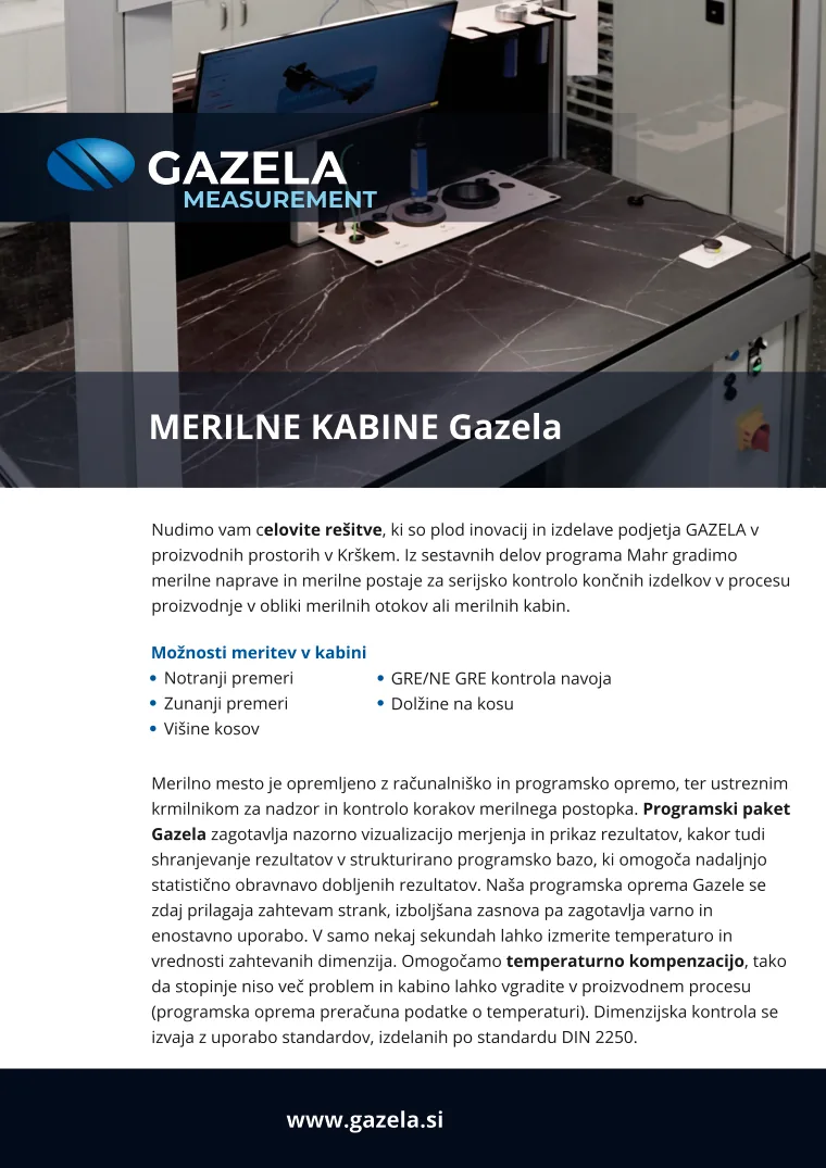 Naslovnica kataloga Merilne kabine Gazela